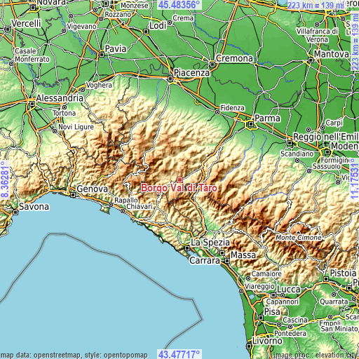 Topographic map of Borgo Val di Taro