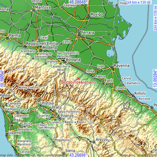 Topographic map of Borgo Tossignano