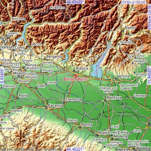 Topographic map of Borgosatollo