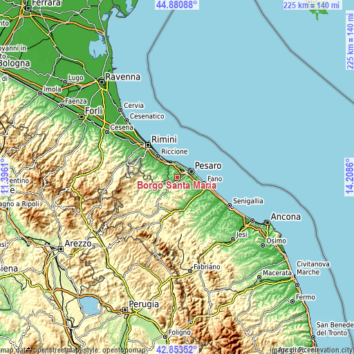 Topographic map of Borgo Santa Maria