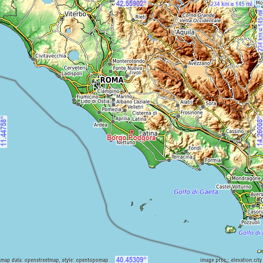 Topographic map of Borgo Podgora