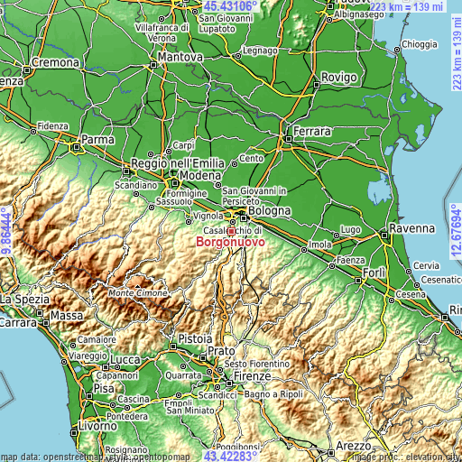 Topographic map of Borgonuovo