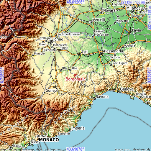 Topographic map of Borgomale