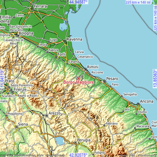 Topographic map of Borgo Maggiore