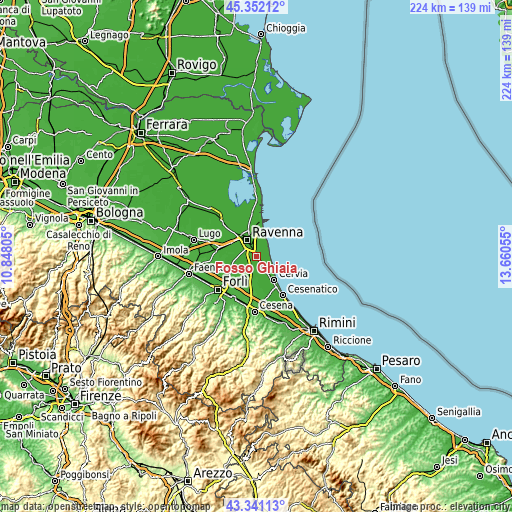 Topographic map of Fosso Ghiaia