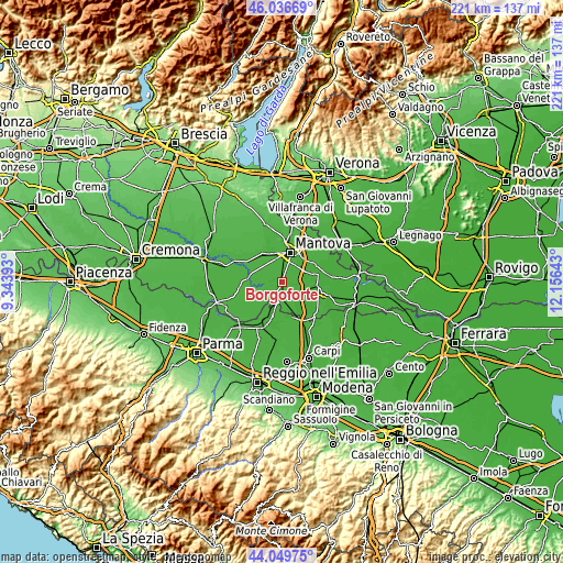 Topographic map of Borgoforte