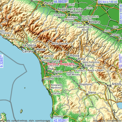 Topographic map of Borgo a Buggiano