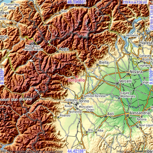 Topographic map of Borgiallo