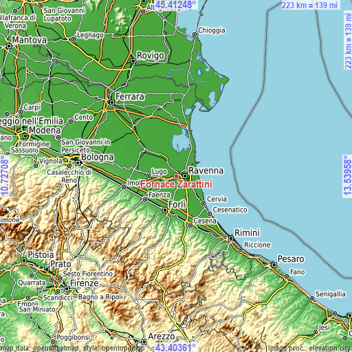 Topographic map of Fornace Zarattini