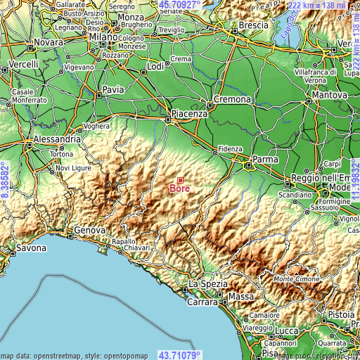 Topographic map of Bore