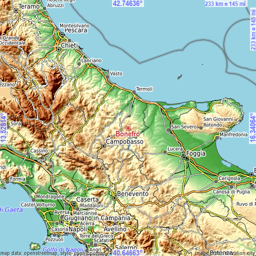 Topographic map of Bonefro