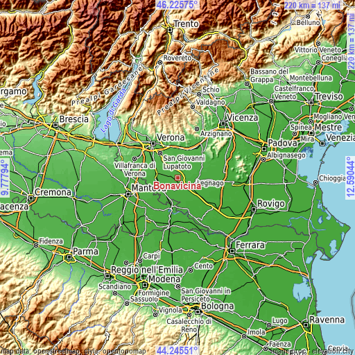 Topographic map of Bonavicina