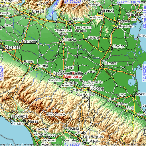 Topographic map of Bomporto