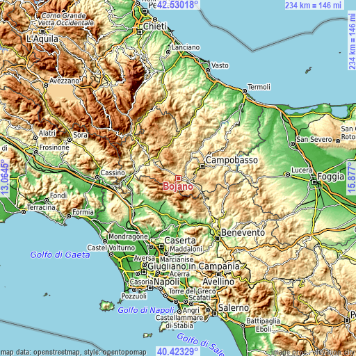 Topographic map of Bojano