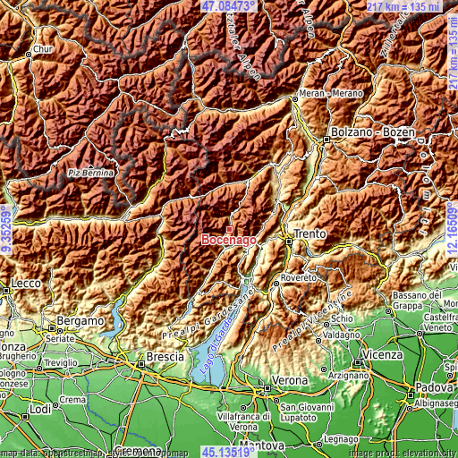 Topographic map of Bocenago