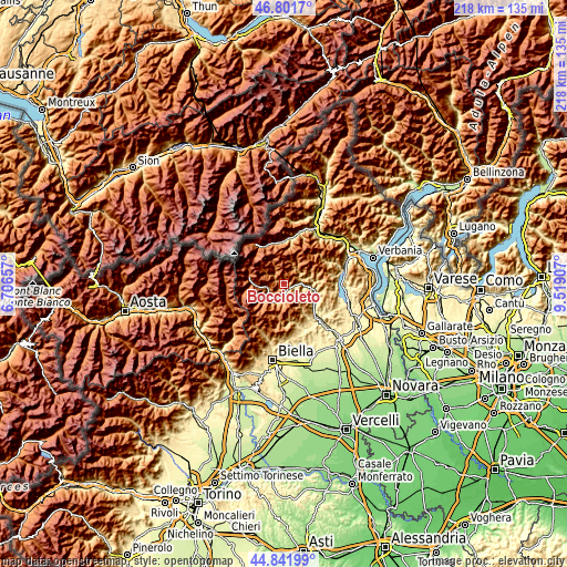 Topographic map of Boccioleto