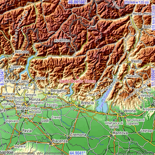 Topographic map of Darfo Boario Terme