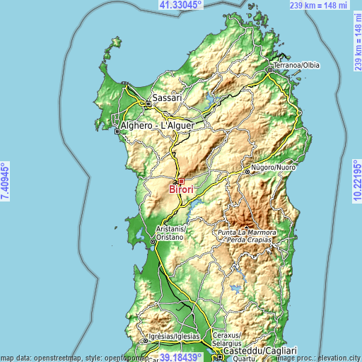 Topographic map of Birori