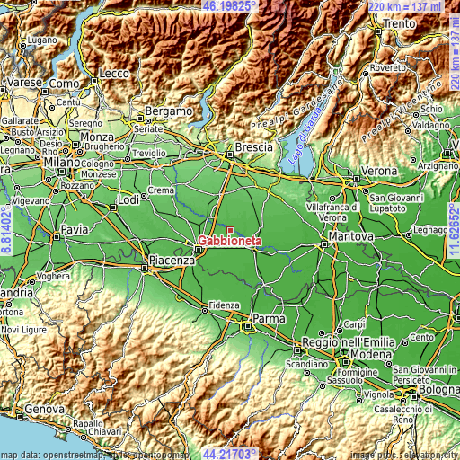 Topographic map of Gabbioneta