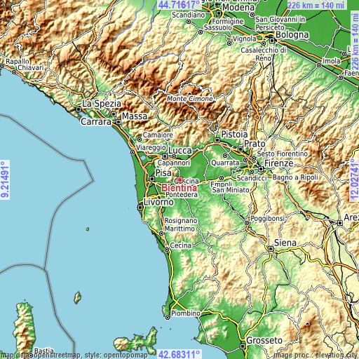 Topographic map of Bientina