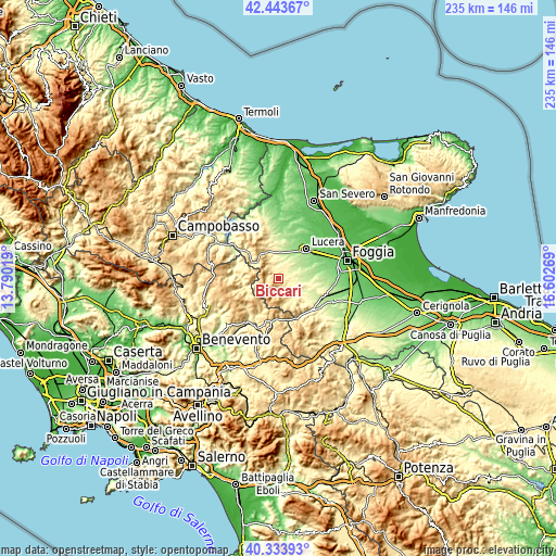 Topographic map of Biccari