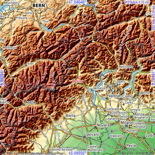 Topographic map of Beura