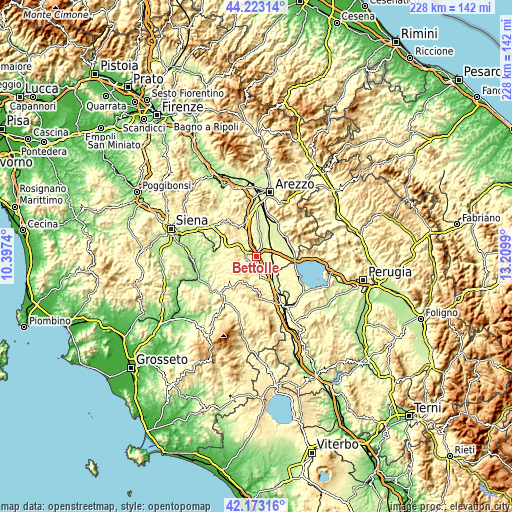 Topographic map of Bettolle