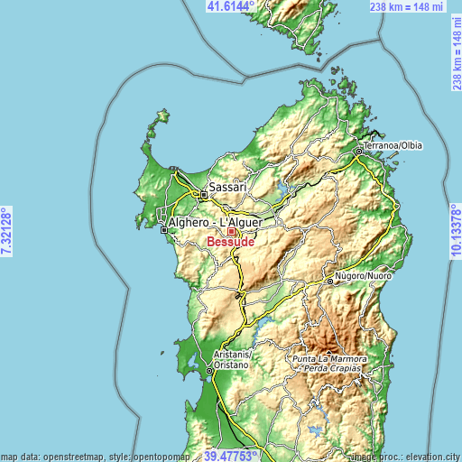 Topographic map of Bessude