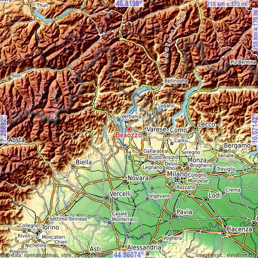 Topographic map of Besozzo