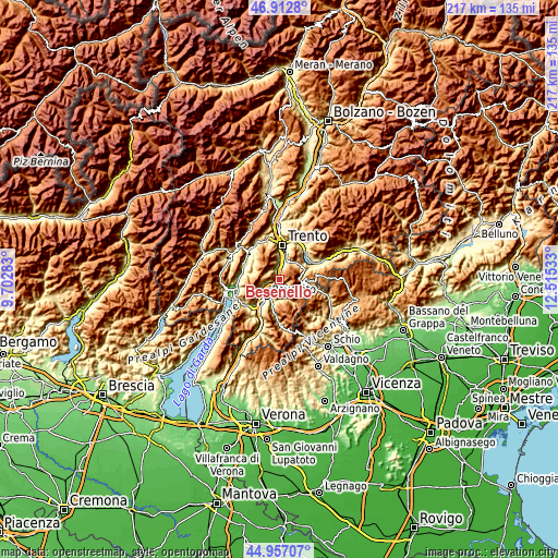Topographic map of Besenello