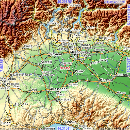 Topographic map of Besate