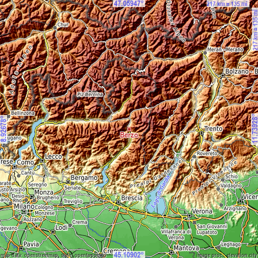 Topographic map of Berzo