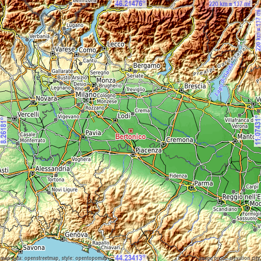 Topographic map of Bertonico