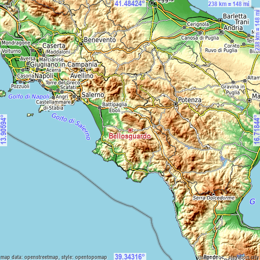 Topographic map of Bellosguardo