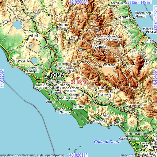 Topographic map of Bellegra