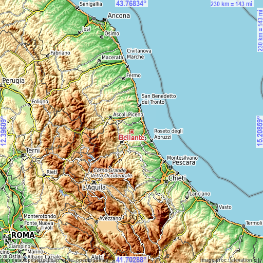 Topographic map of Bellante