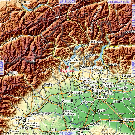 Topographic map of Belgirate