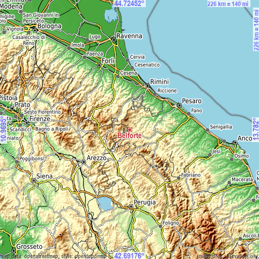 Topographic map of Belforte