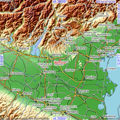 Topographic map of Belfiore