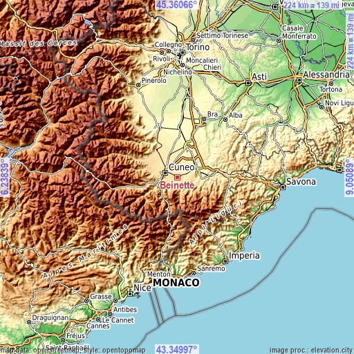 Topographic map of Beinette