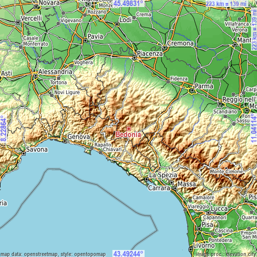 Topographic map of Bedonia