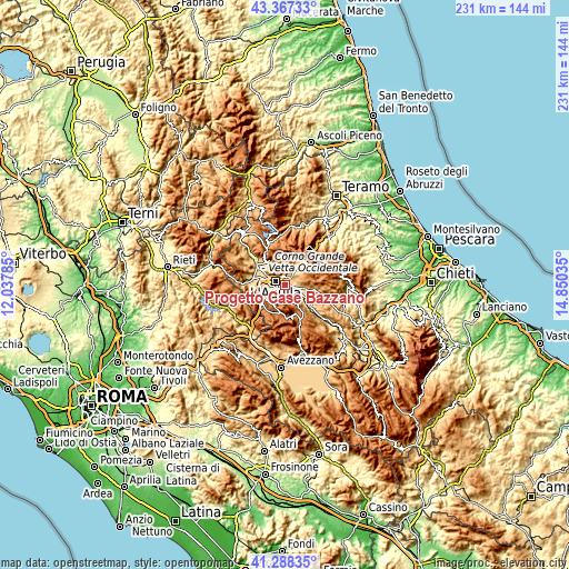 Topographic map of Progetto Case Bazzano