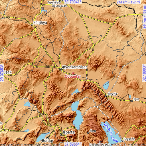 Topographic map of Çobanlar