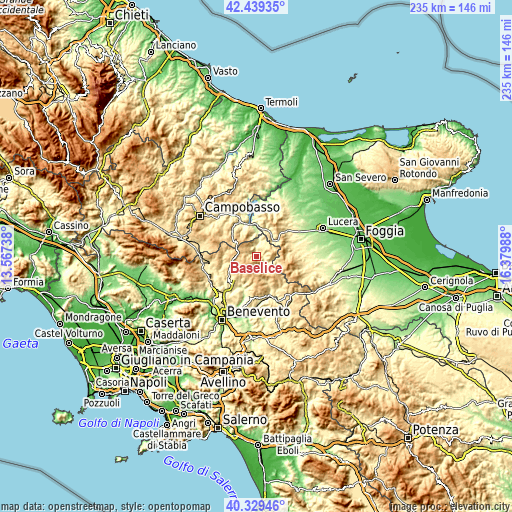 Topographic map of Baselice