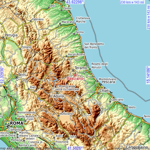 Topographic map of Basciano