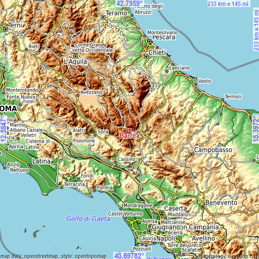 Topographic map of Barrea