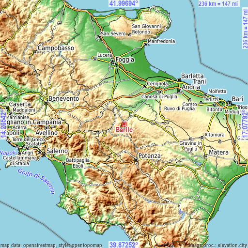 Topographic map of Barile