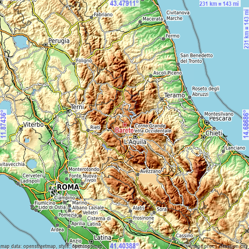 Topographic map of Barete