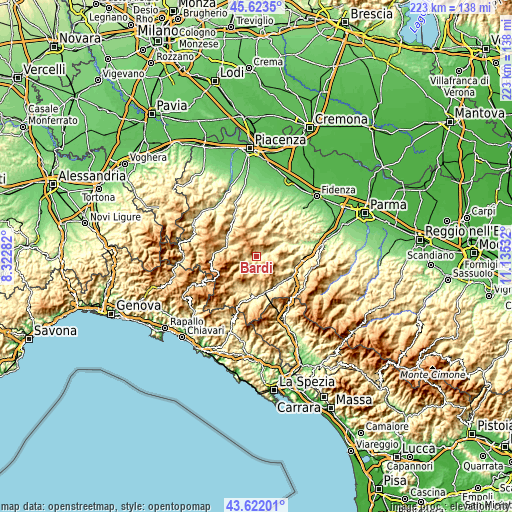 Topographic map of Bardi