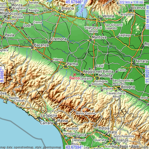 Topographic map of Barco